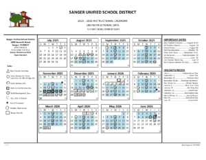 SANGER UNIFIED SCHOOL CALENDAR 25-26