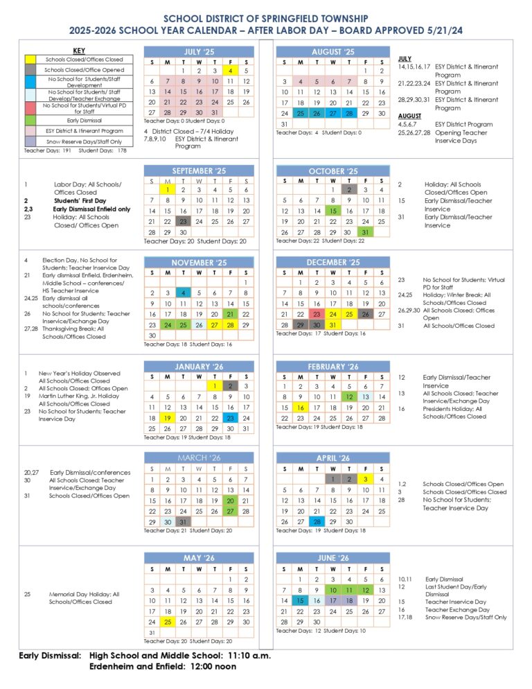 School District of Springfield Township SDST Calendar 2526 [PDF