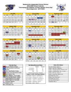 Stephenville ISD School Calendar 25-26