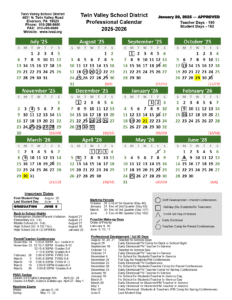Twin Valley School District Calendar 25-26