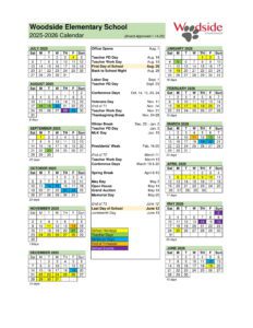 Woodside Elementary School calendar 25-26