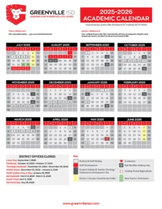 Greenville ISD School Calendar 25-26