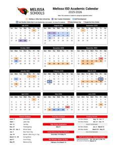 melissa isd schools calendar 25-26