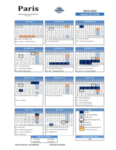 paris isd school calendar 25-26