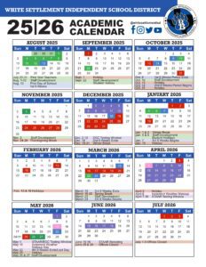 white settlement isd school calendar 25-26