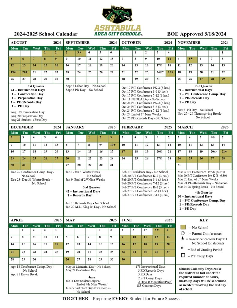 ashtabula area city schools calendar