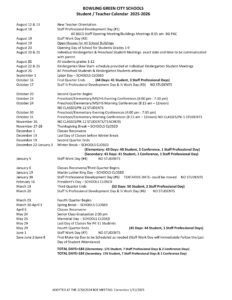 bowling green schools calendar