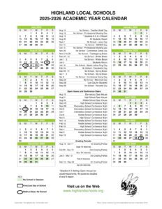HIGHLAND LOCAL SCHOOLS calendar