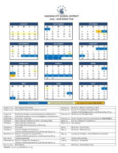 HUDSON CITY SCHOOL DISTRICT CALENDAR