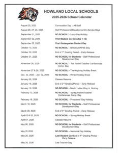 howland local schools calendar