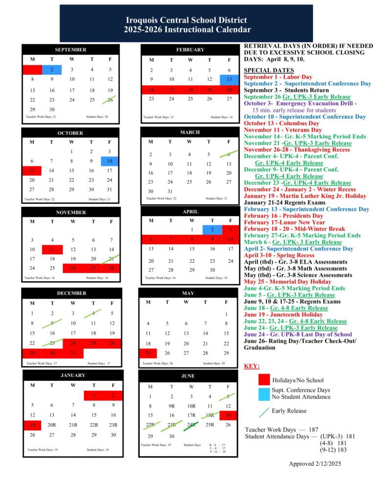 Iroquois School District Calendar