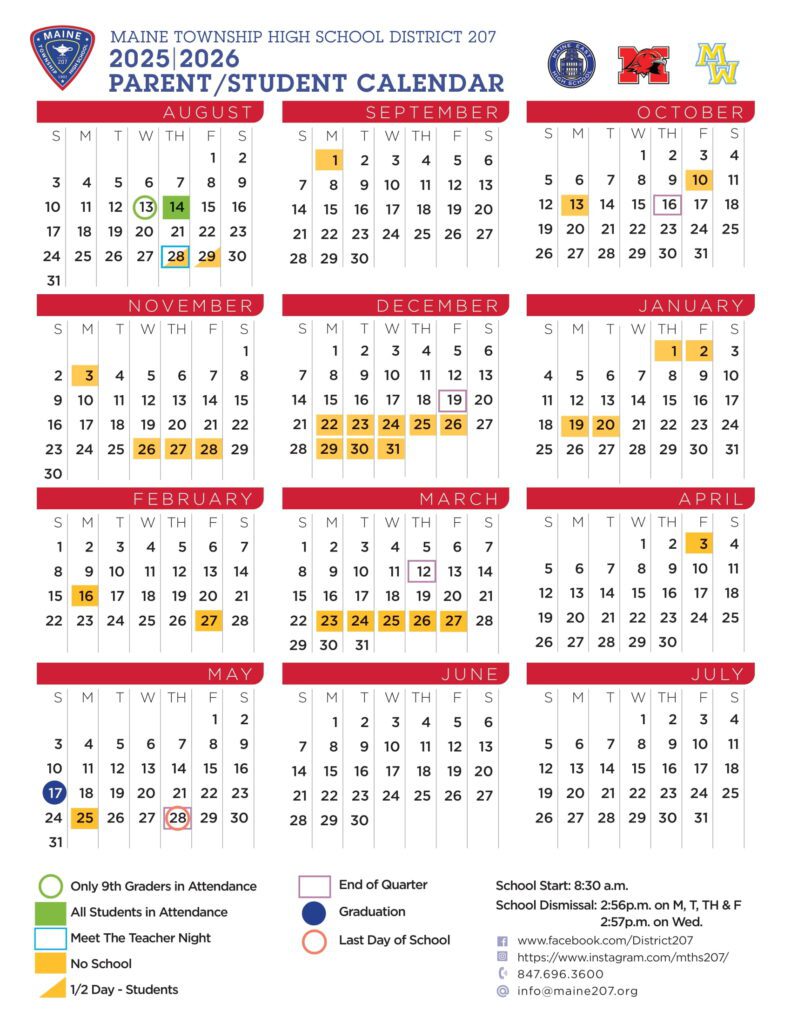 Maine south north west D207 calendar