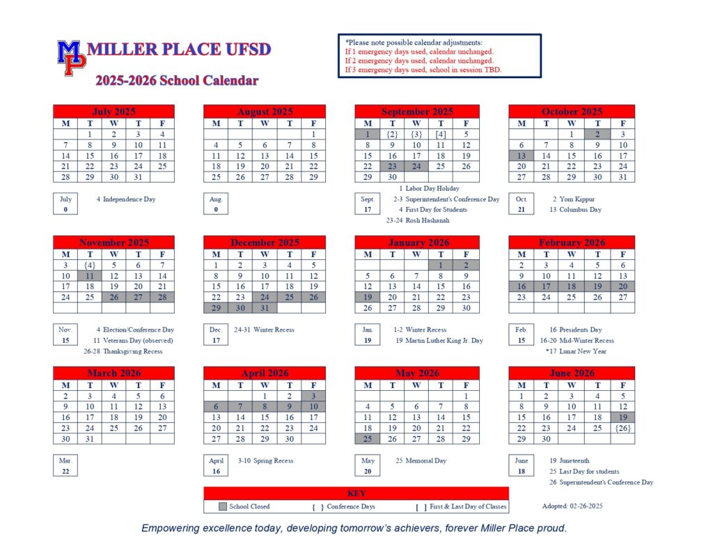 miller place ufsd calendar