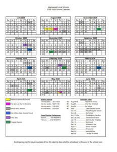 Maplewood Local Schools calendar