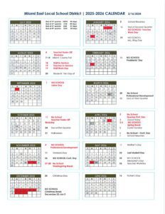 Miami East Local School District calendar 25-26