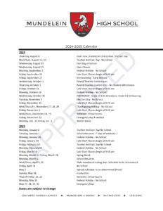 Mundelein High School D120 Calendar