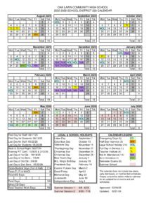 OAK LAWN OLCHS Calendar 25-26