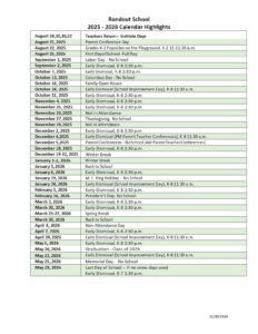 Rondout School calendar