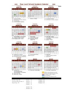 Ross Local Schools calendar