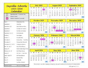 Sayville Public Schools calendar