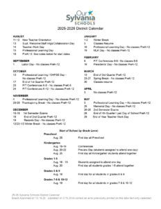 Sylvania Schools oh calendar revised
