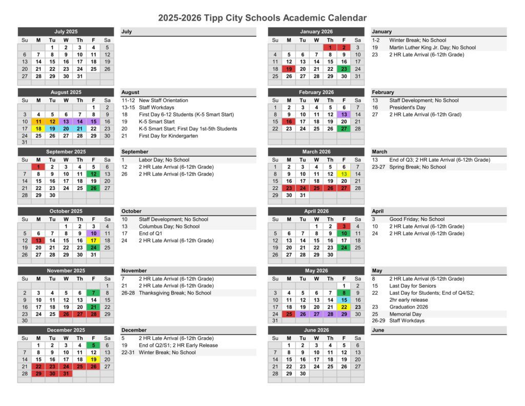 Tipp City Schools Calendar