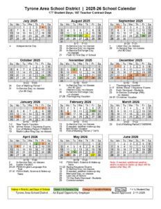 Tyrone Area School District calendar