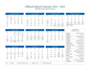 Westhill Central School District calendar