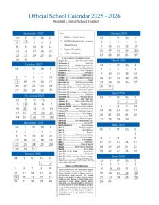 Westhill Central School District calendar