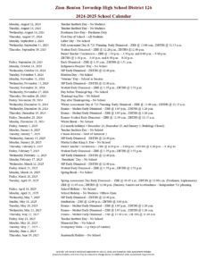 Zion-Benton 126 Calendar