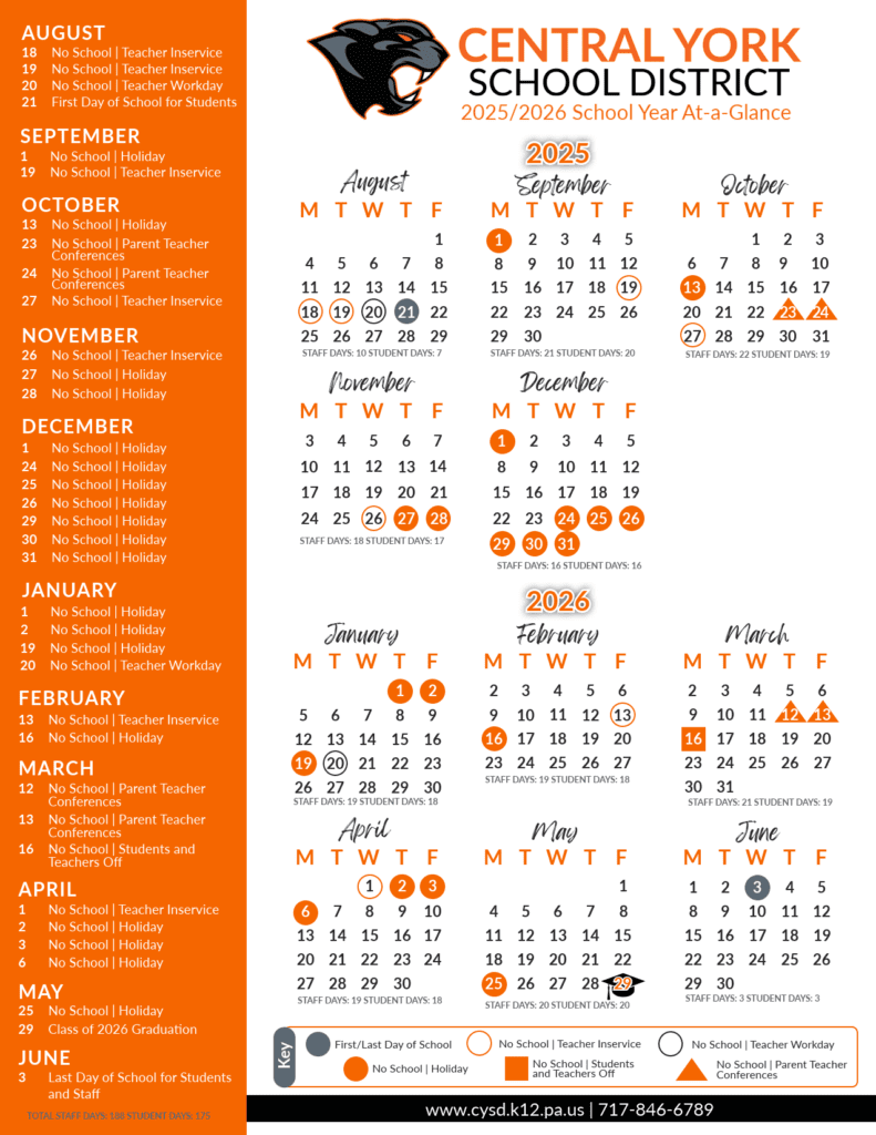 central york school district calendar