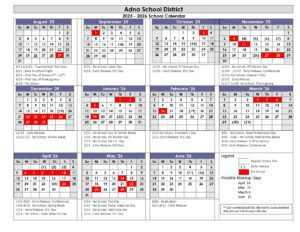 ADNA SCHOOL DISTRICT CALENDAR