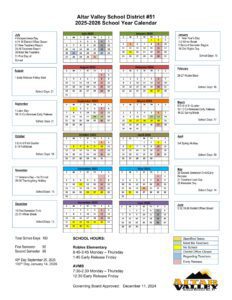 Altar Valley School District #51 calendar