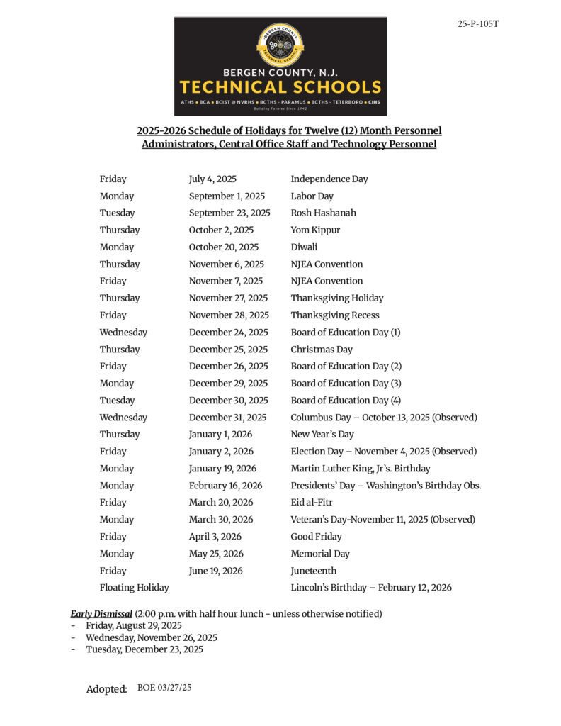BERGEN COUNTY TECHNICAL SCHOOLS