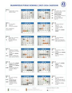 bloomfield public schools calendar