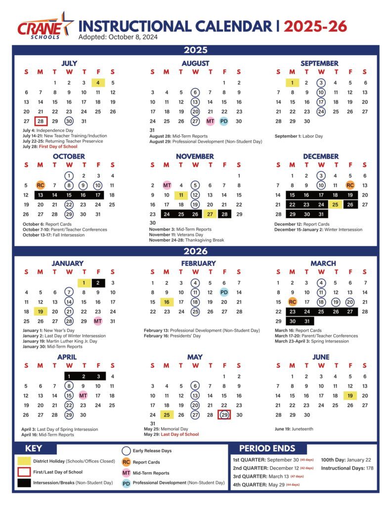 crane schools calendar