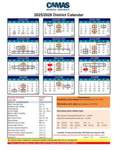 Camas School District calendar
