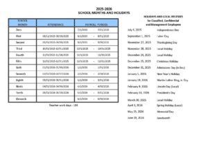 Charter Oak Unified School, 1 calendar
