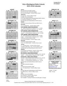 City of Burlington Public Schools Calendar