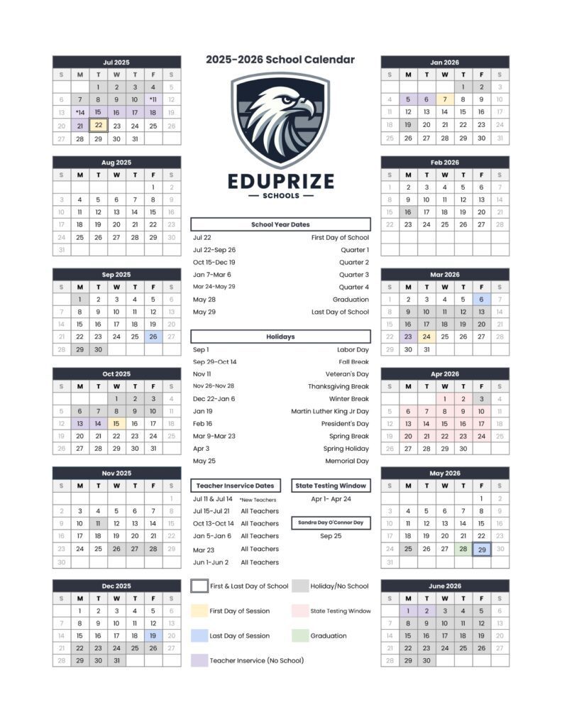 EDUPRIZE SCHOOLS CALENDAR