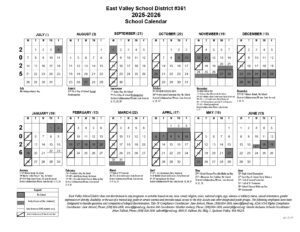 East Valley School District WA Calendar