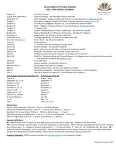 Falls Church City Public Schools Calendar