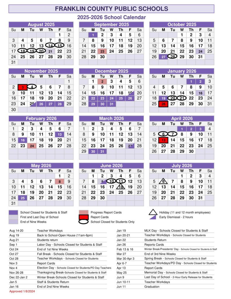 franklin county public schools calendar