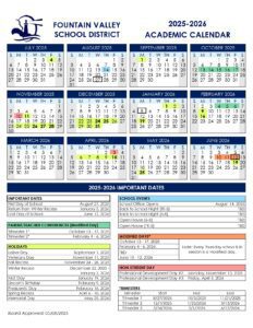 Fountain Valley School district calendar