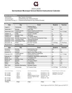 Germantown Municipal School District Calendar