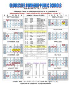 Gloucester Township School District calendar