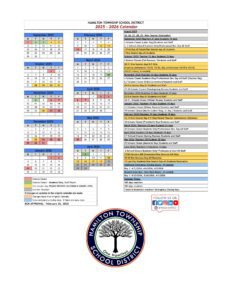 Hamilton Township School District Calendar
