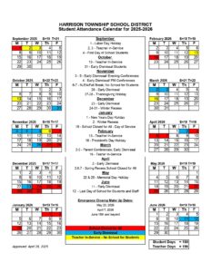 Harrison Township School District calendar