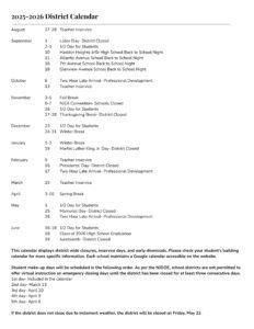 Haddon Heights School District calendar