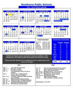 Hawthrone Public schools calendar